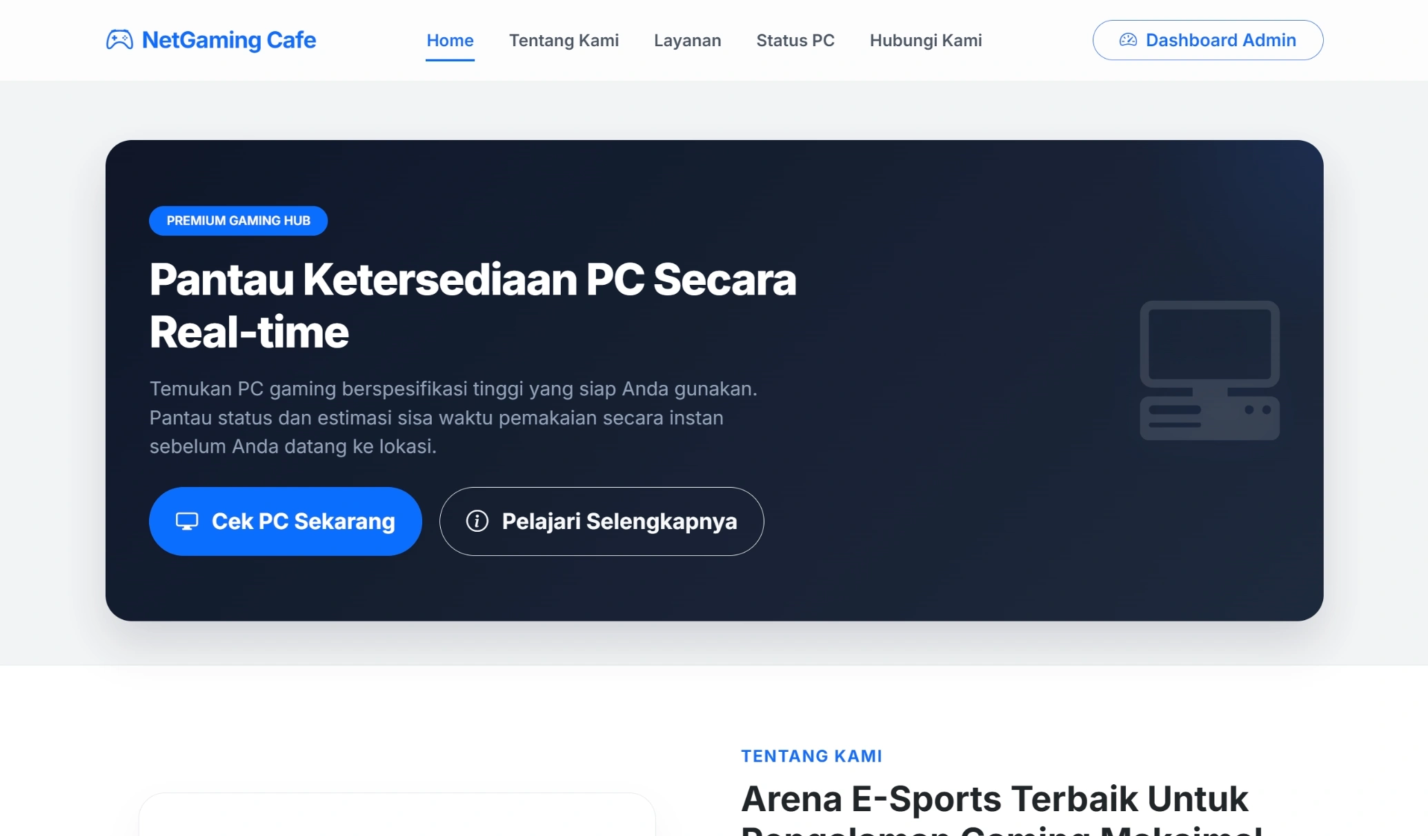 Landing Page Warnet Gaming
